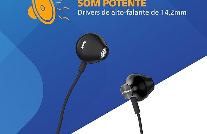 Fone de Ouvido Philips com Microfone – Preto